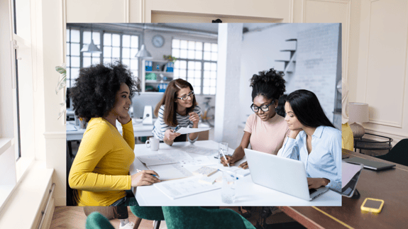 Women in tech company working together 